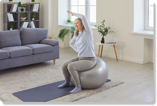 Patient performing home exercise program